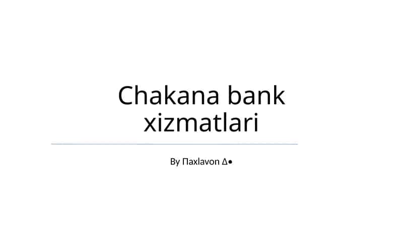 Chakana bank xizmatlari