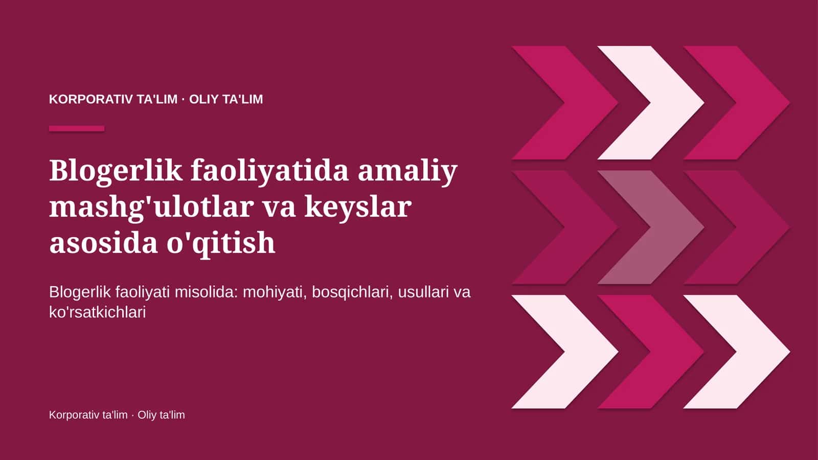 Blogerlik faoliyatida amaliy mashg'ulotlar va keyslar asosida o'qitish