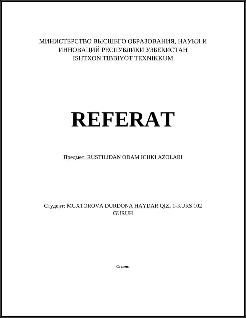 RUSTILIDAN ODAM ICHKI AZOLARI