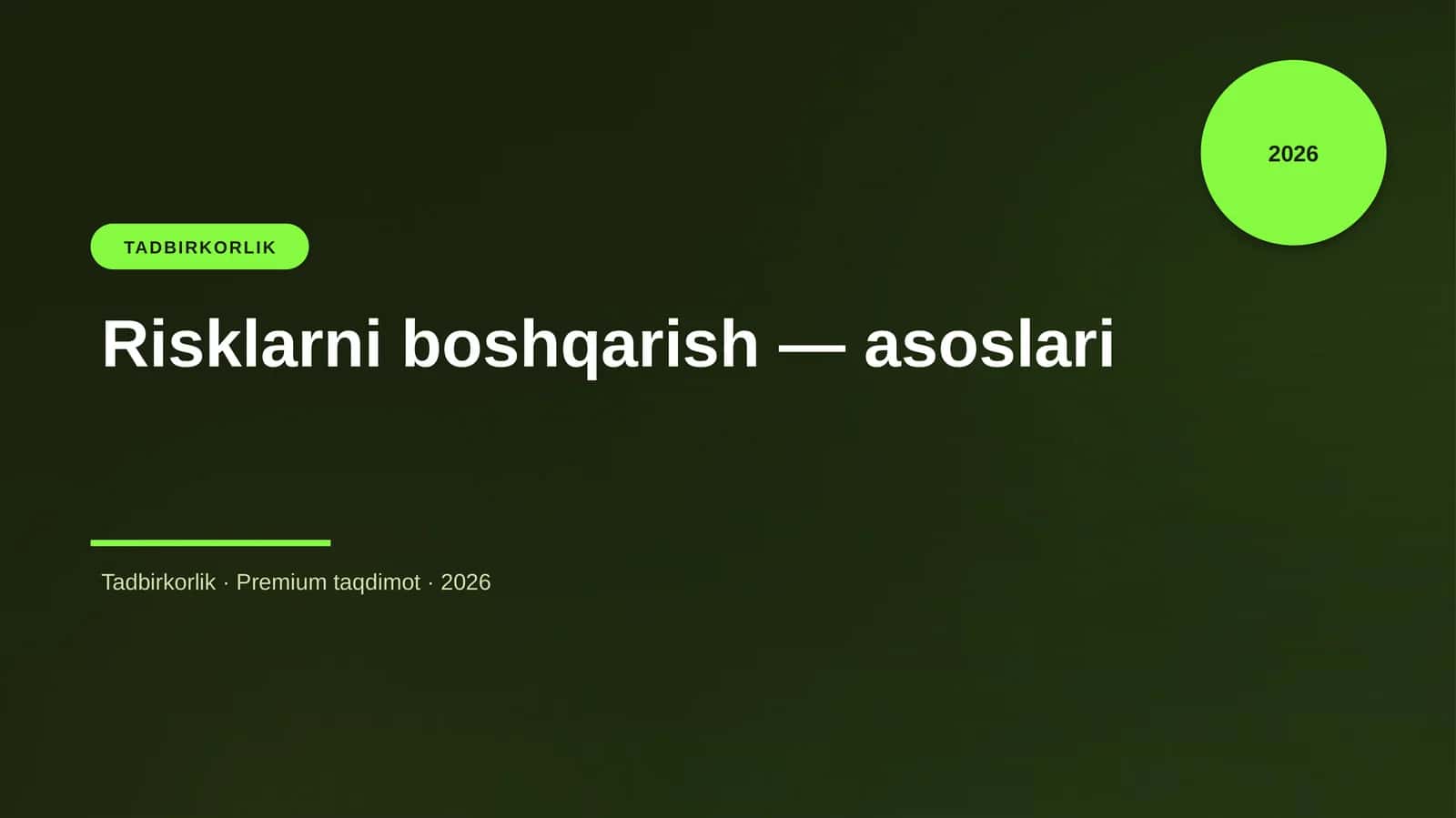 Risklarni boshqarish — asoslari