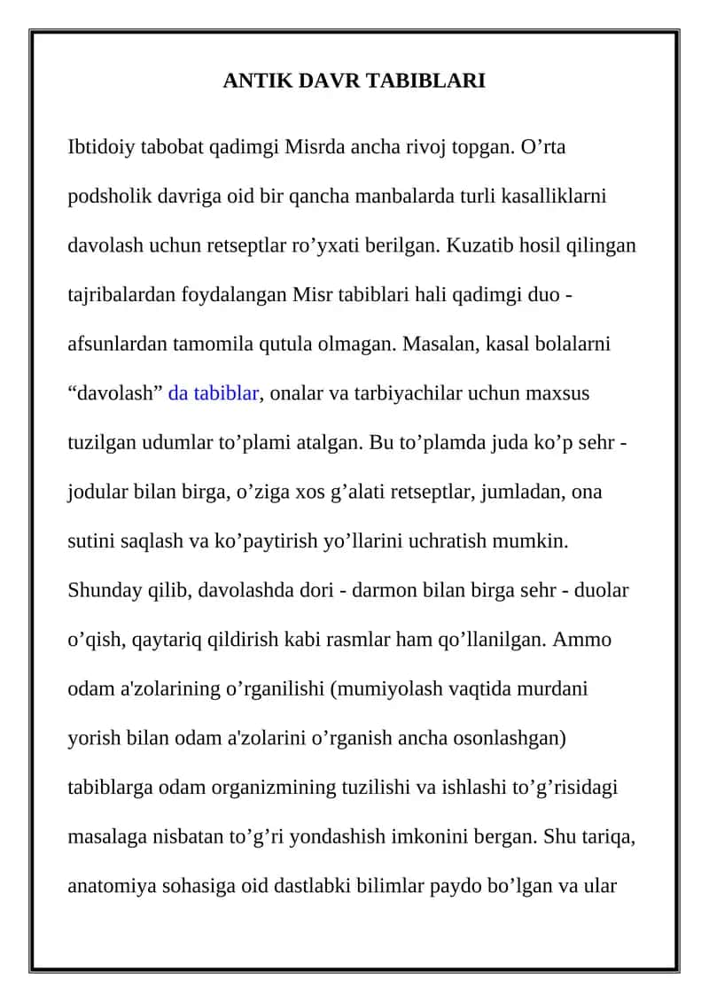 ANTIK DAVR TABIBLARI