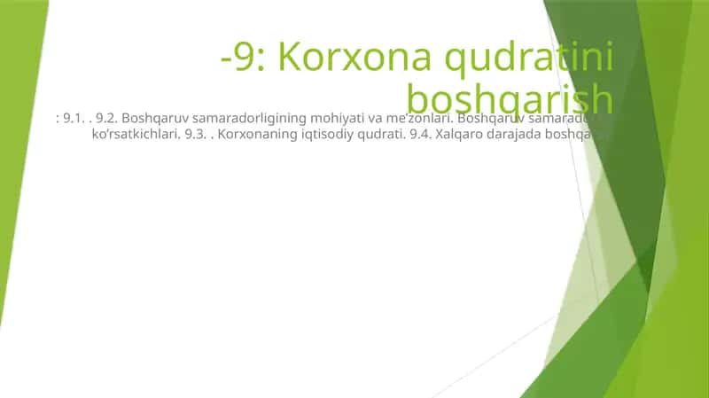 Korxona qudratini boshqarish