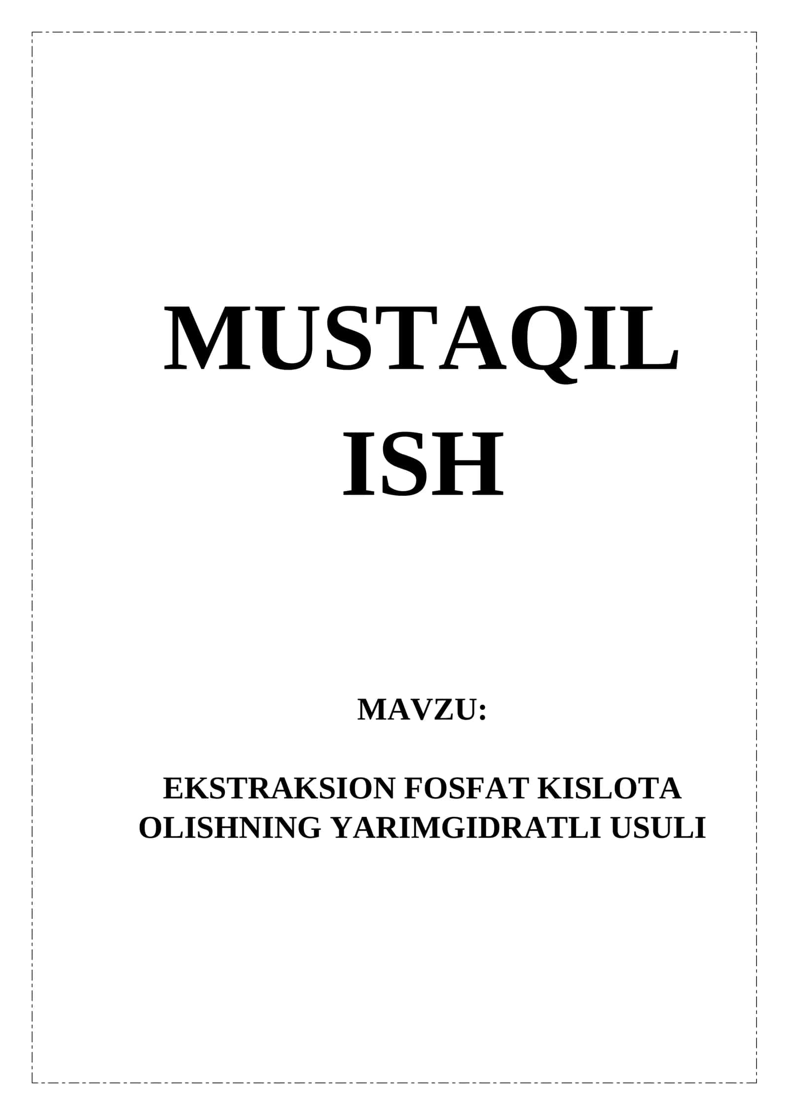 EKSTRAKSION FOSFAT KISLOTA OLISHNING YARIMGIDRATLI USULI