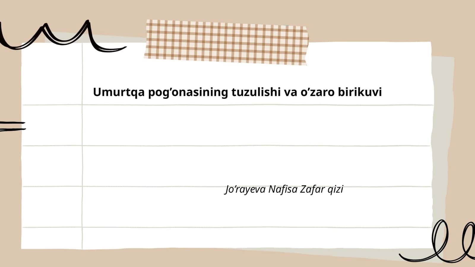 Umurtqa pog’onasi anatomiyasi
