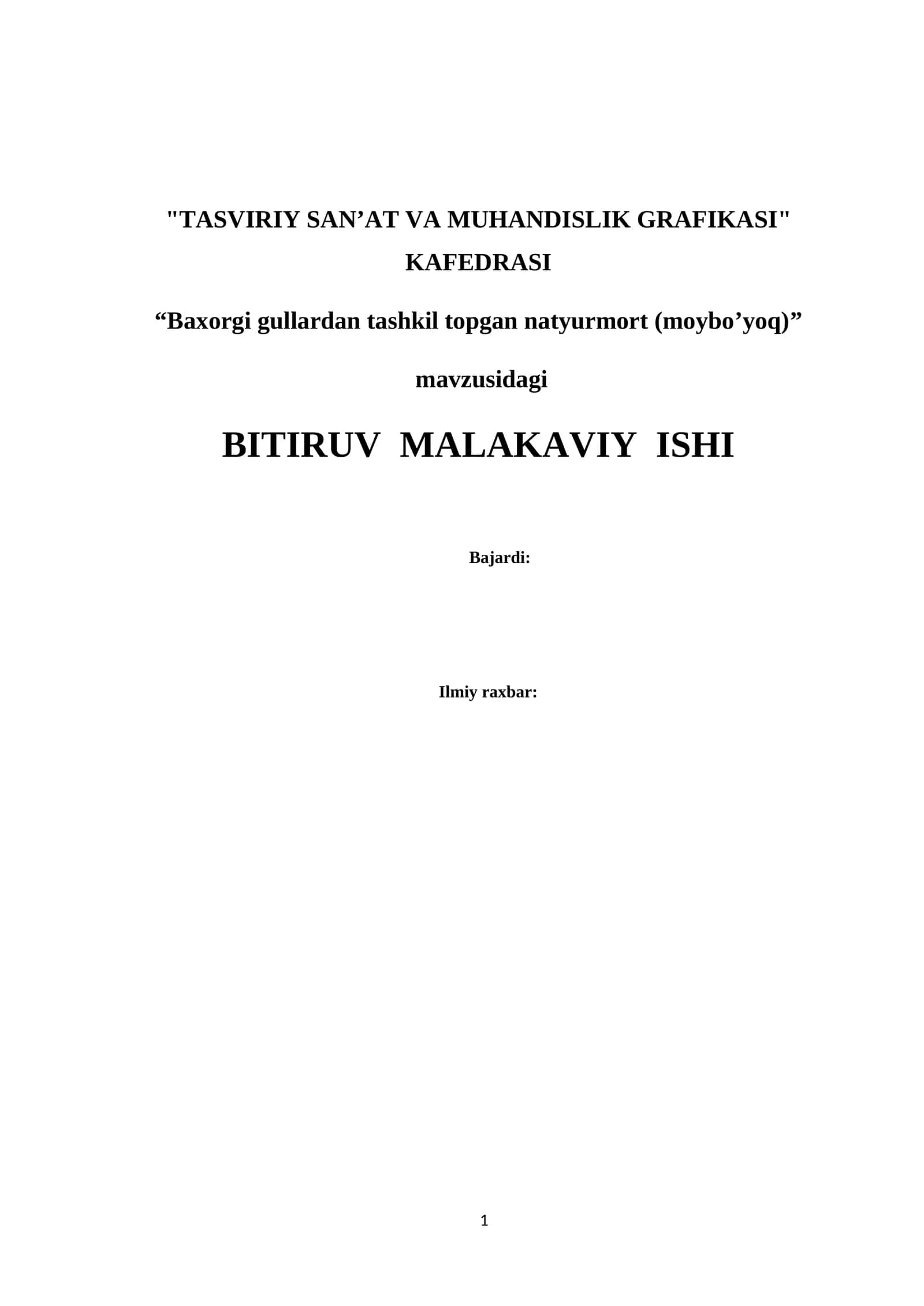 Bahorgi gullardan tashkil topgan natyurmort (moybo’yoq)