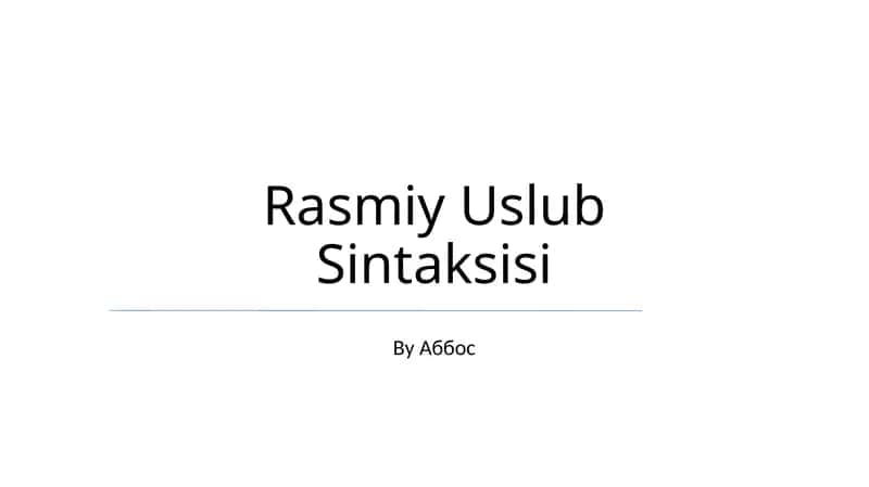 Rasmiy Uslub Sintaksisi