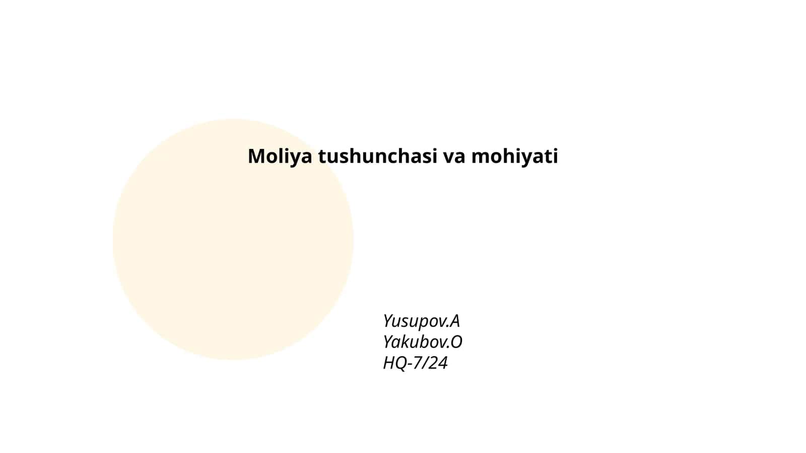 Moliya tushunchasi va mohiyati