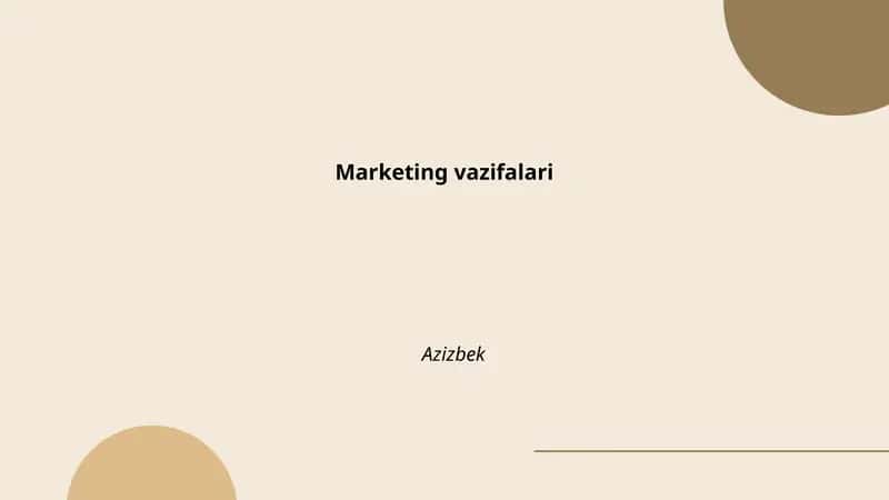 Marketing vazifalari