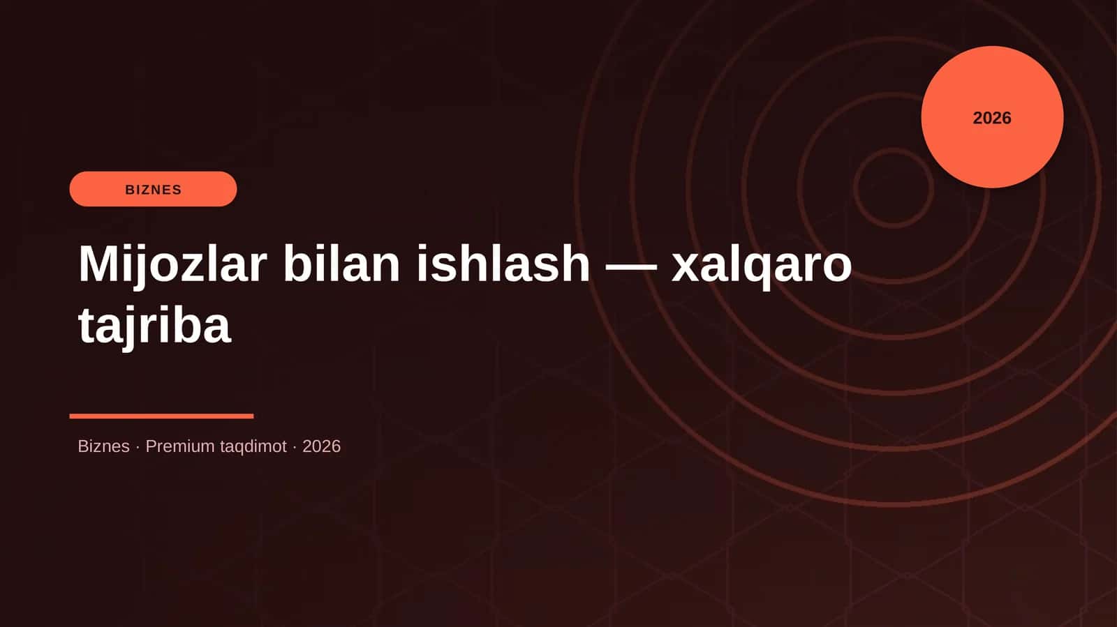 Mijozlar bilan ishlash — xalqaro tajriba