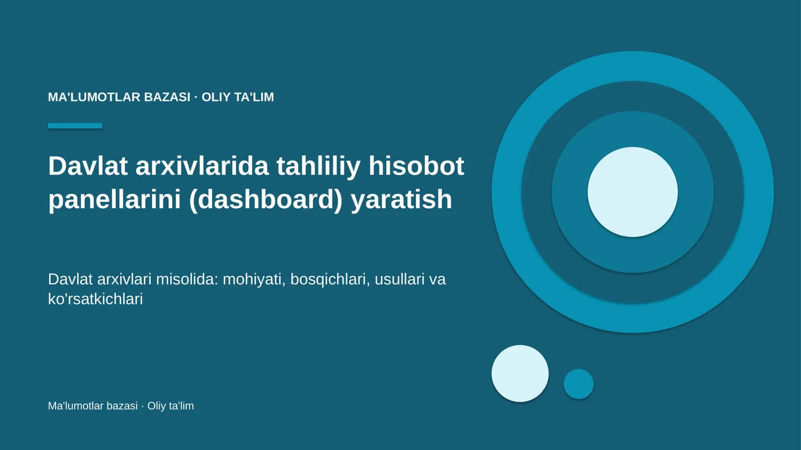 Davlat arxivlarida tahliliy hisobot panellarini (dashboard) yaratish