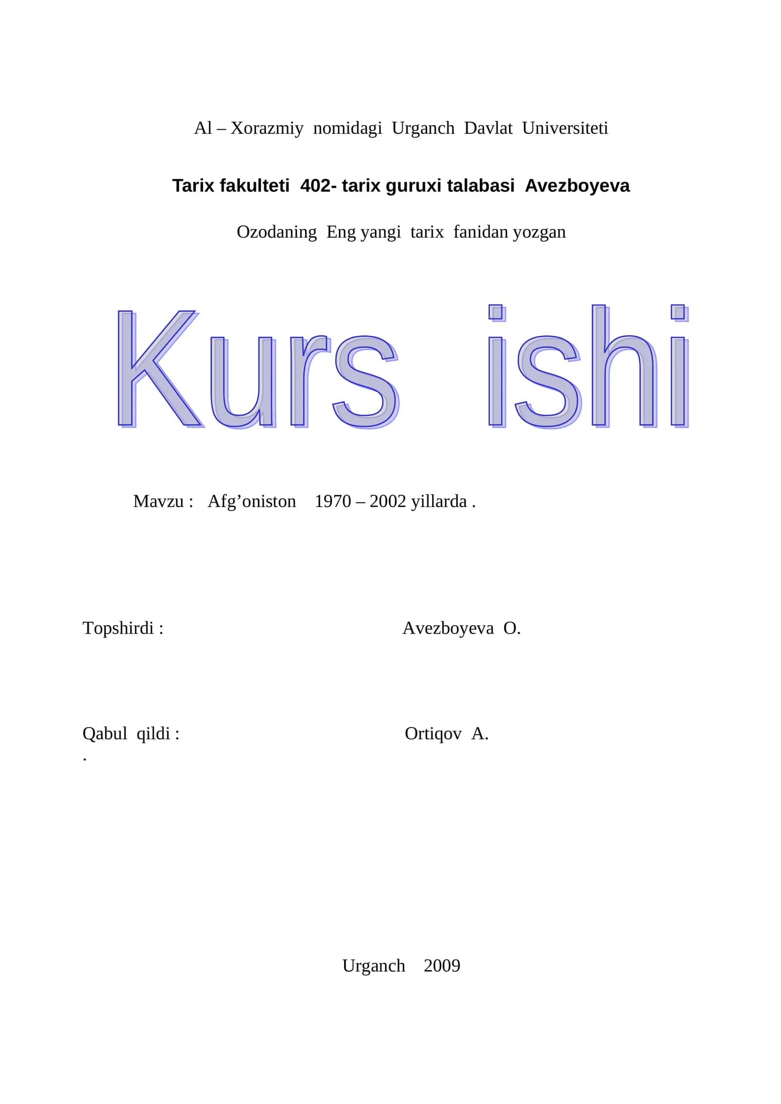 Afg’oniston 1970 – 2002 yillarda