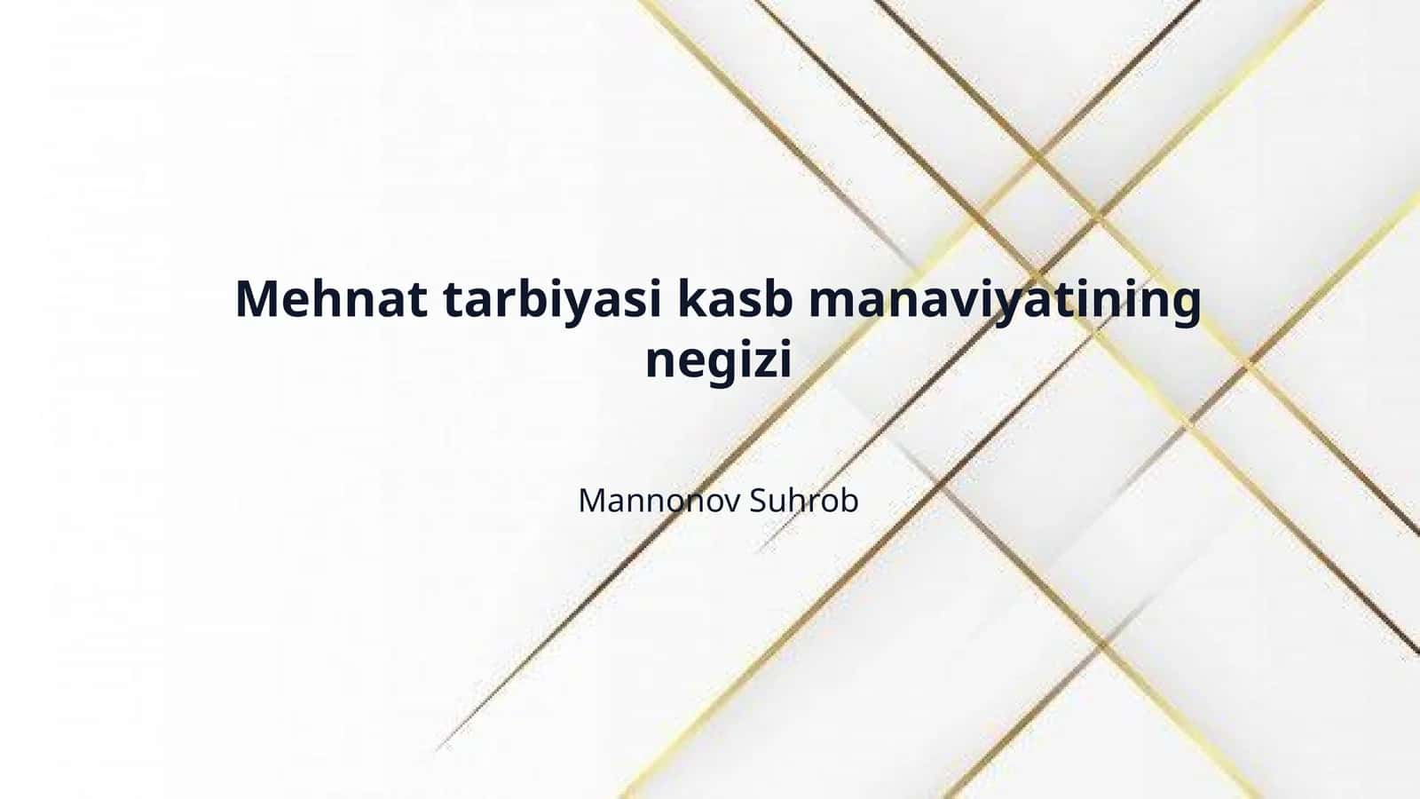 Mehnat tarbiyasi kasb manaviyatining negizi