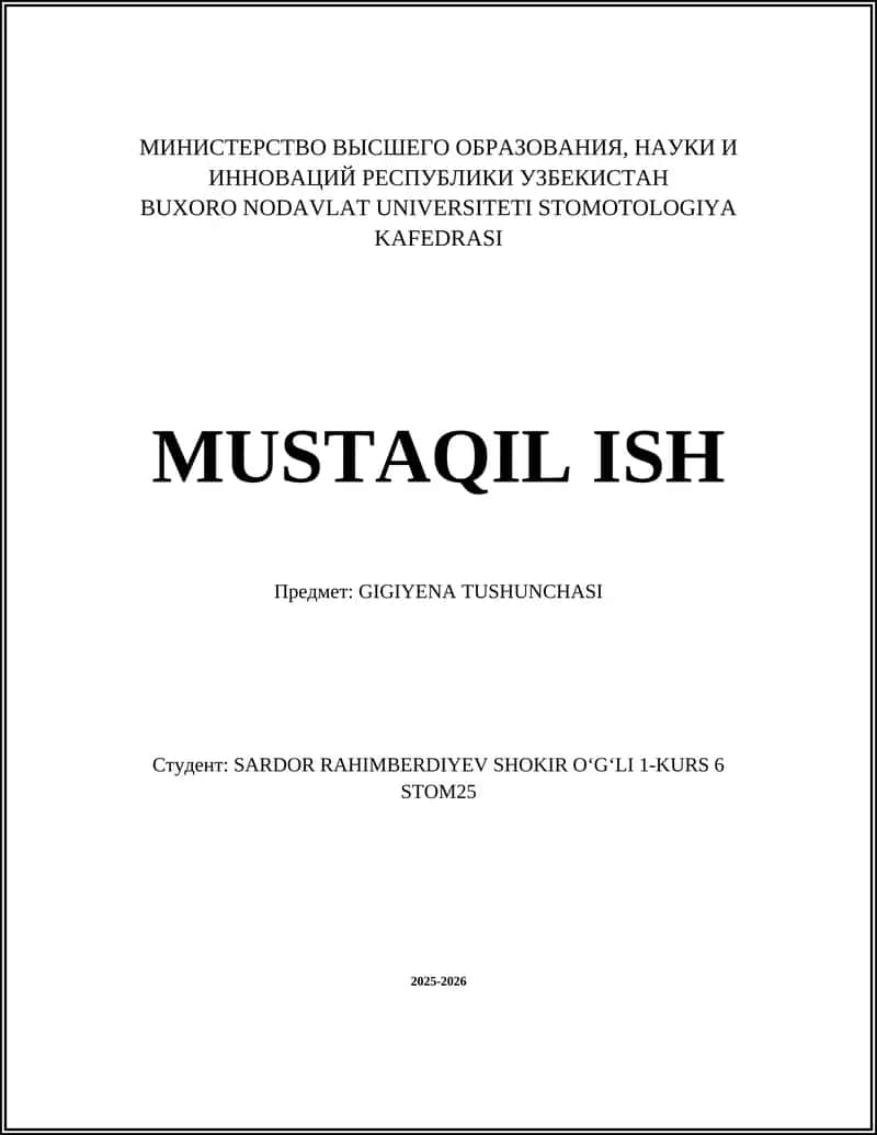 GIGIYENA TUSHUNCHASI
