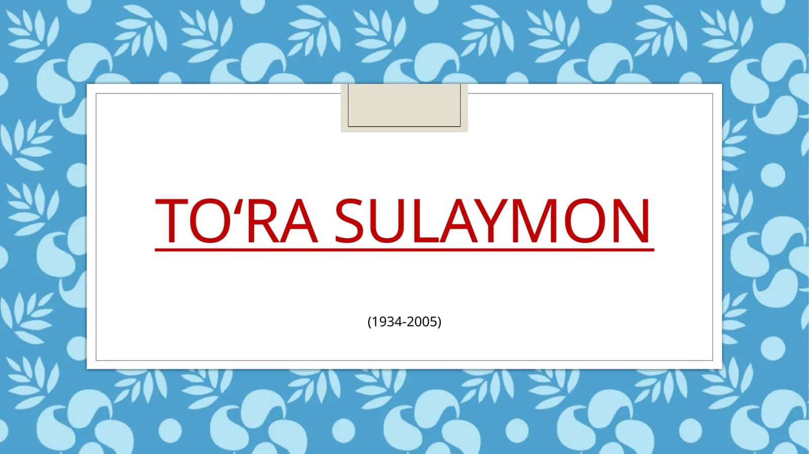 To‘ra Sulaymon