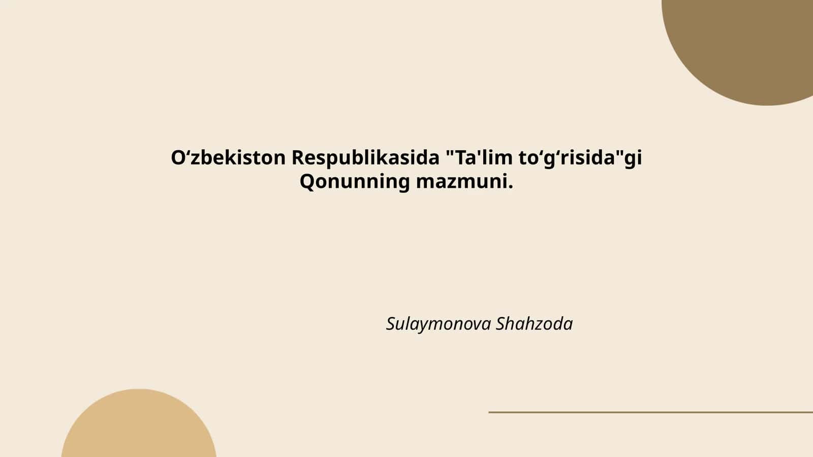 Ta'lim Muassasalari Turlari