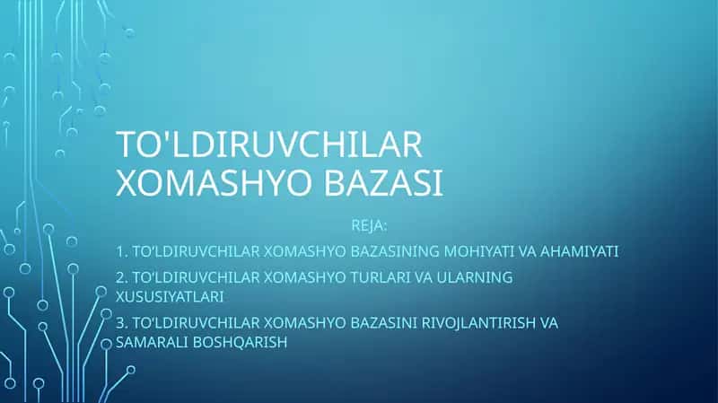 To'ldiruvchilar xomashyo bazasi