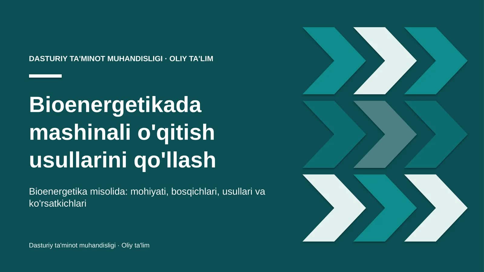 bioenergetikada mashinali o'qitish usullarini qo'llash 5481
