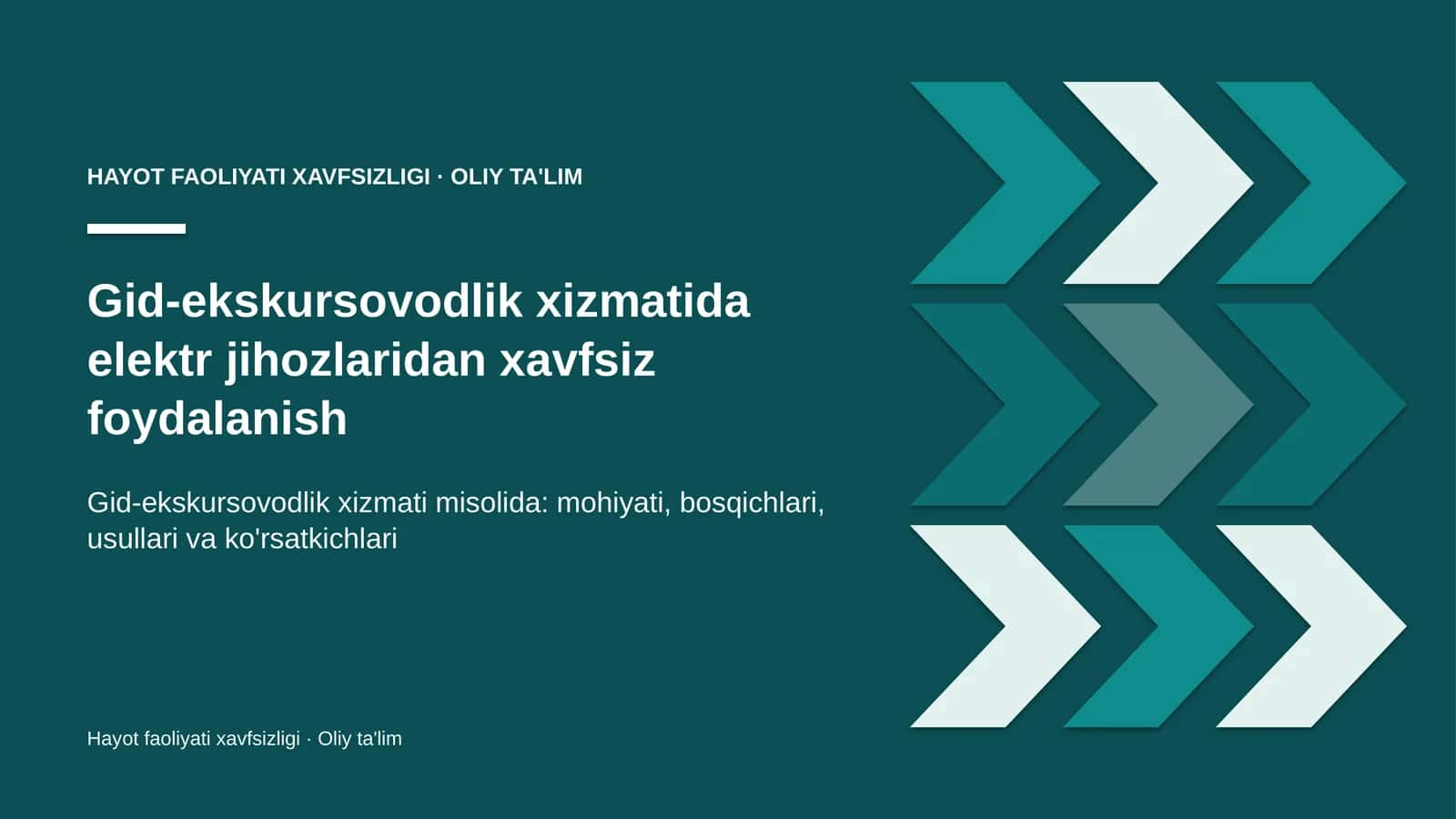 Gid-ekskursovodlik xizmatida elektr jihozlaridan xavfsiz foydalanish