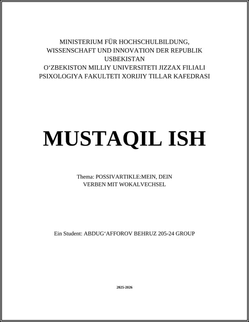 Possessivartikel "mein" und "dein"