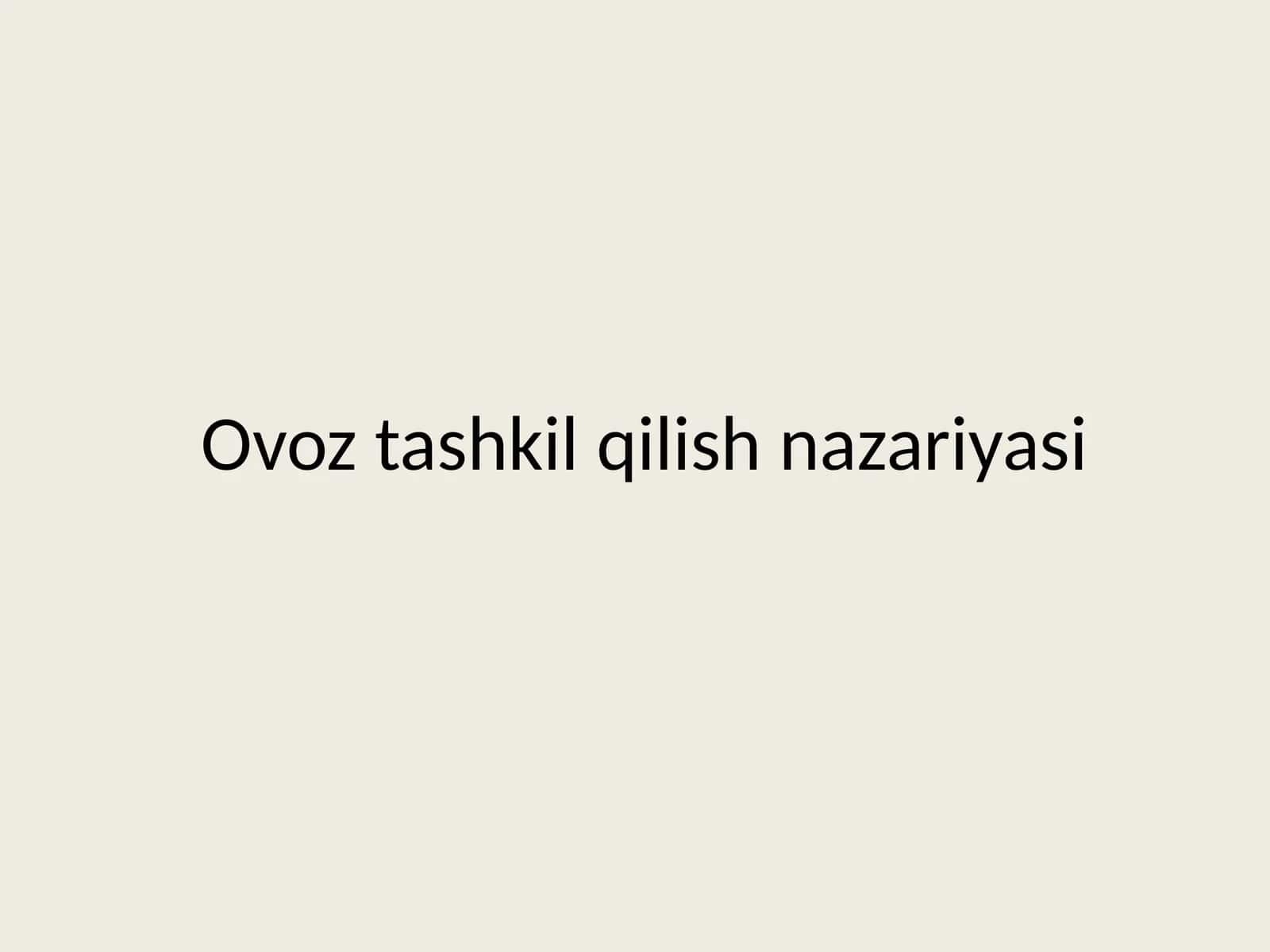 Ovoztashkilqilish nazariyasi