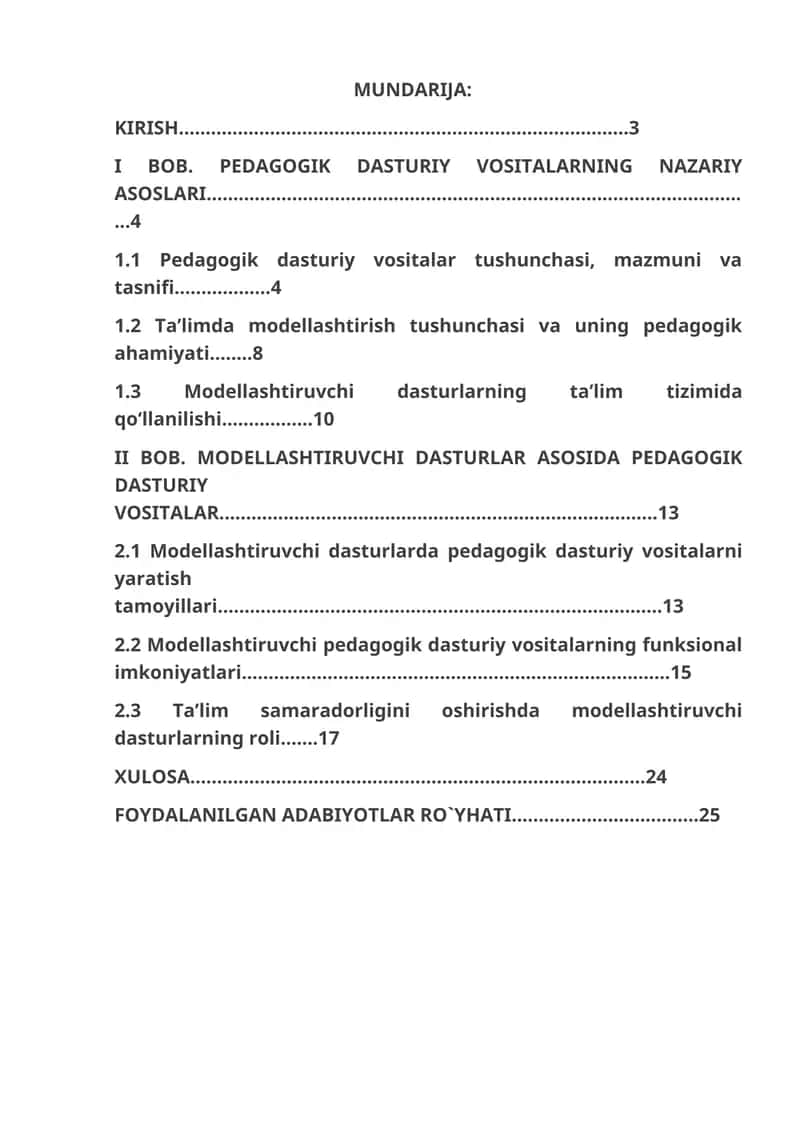 Modellashtiruvchi dasturlar asosida pedagogik dasturiy vositalar