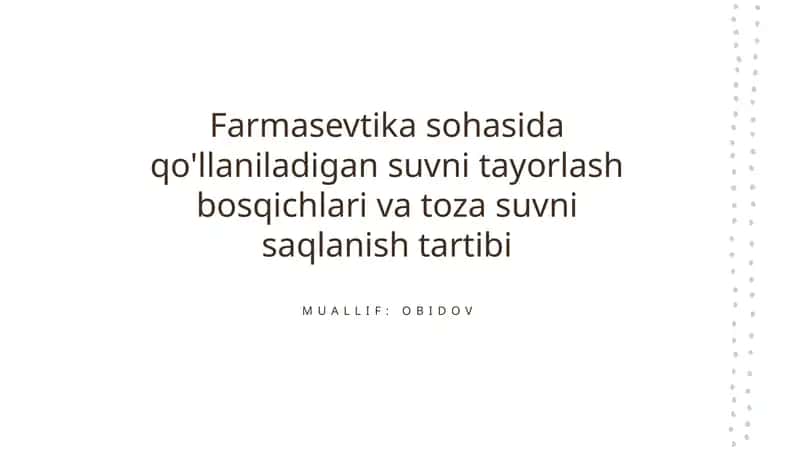 Farmasevtikada suv tayyorlash