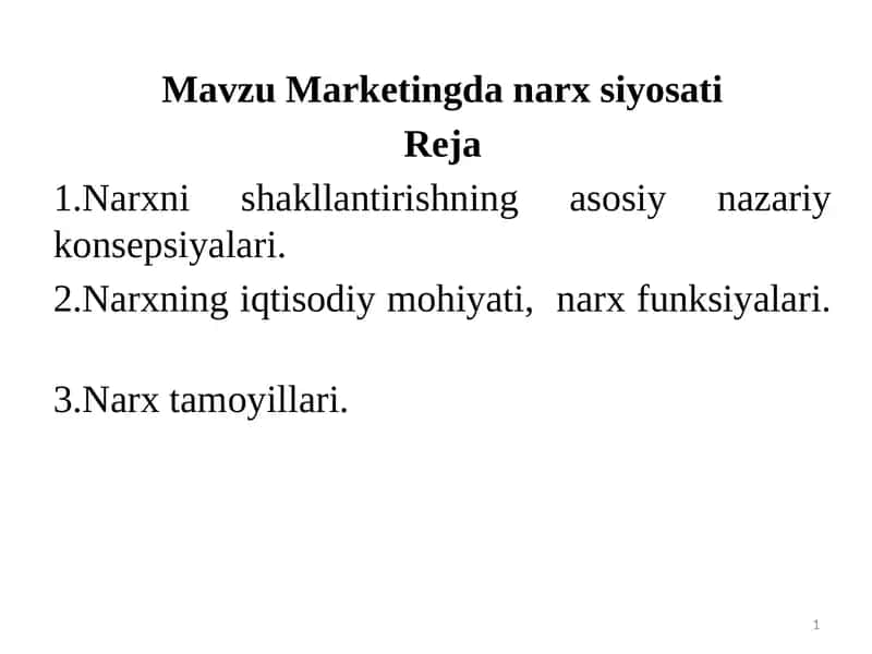 Marketingda narx siyosati