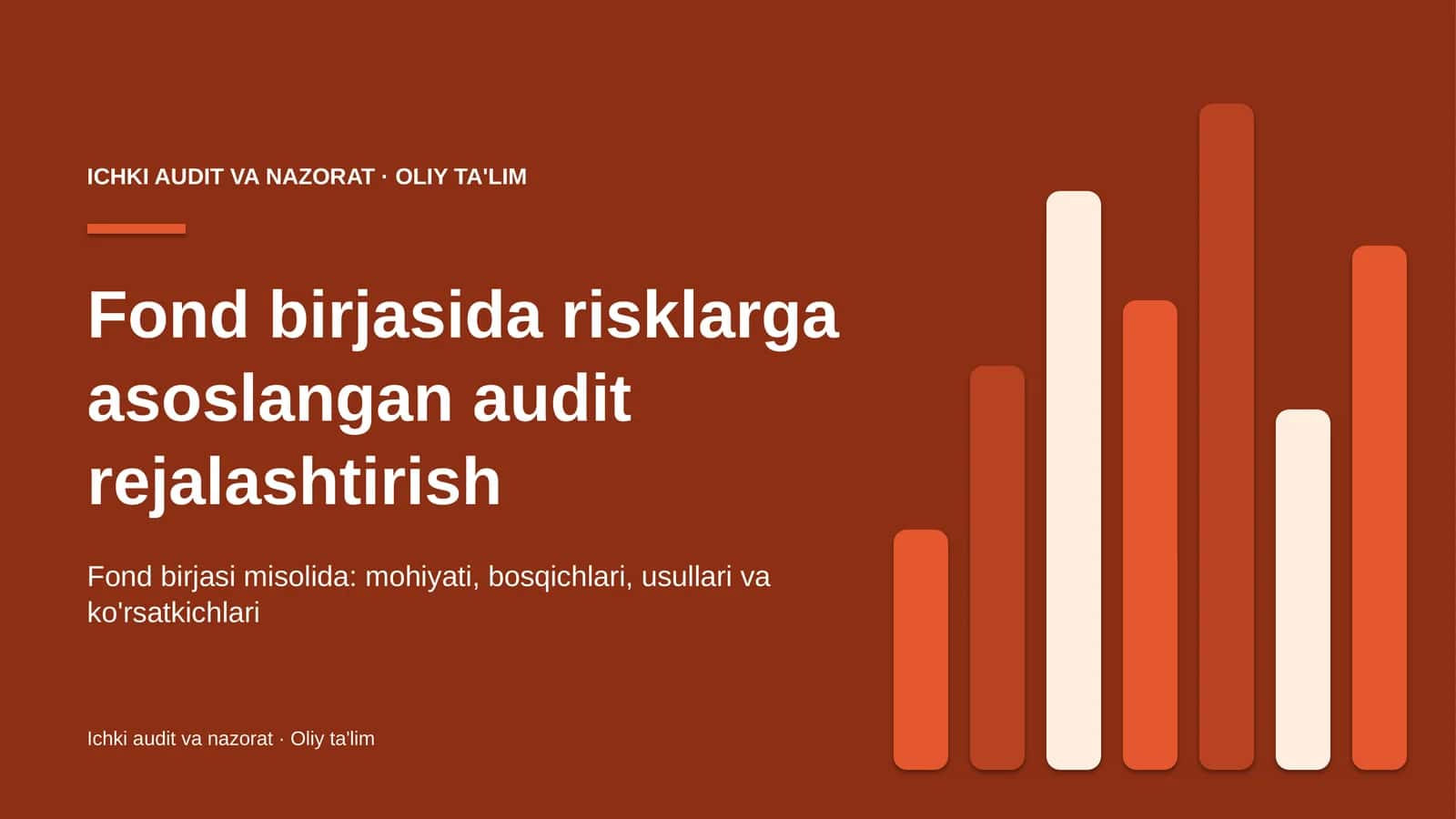 Fond birjasida risklarga asoslangan audit rejalashtirish
