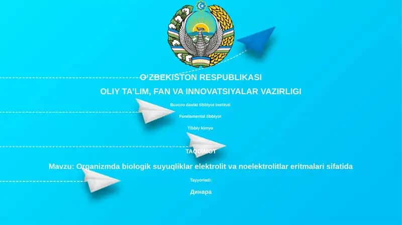 Biologik suyuqliklar: Elektrolitlar va Noelektrolitlarning Eritmalari