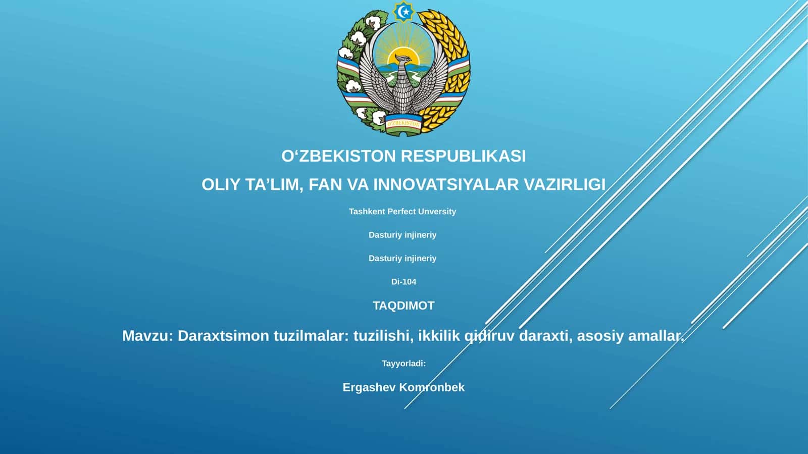 Daraxtsimon tuzilmalar: tuzilishi, ikkilik qidiruv daraxti, asosiy amallar