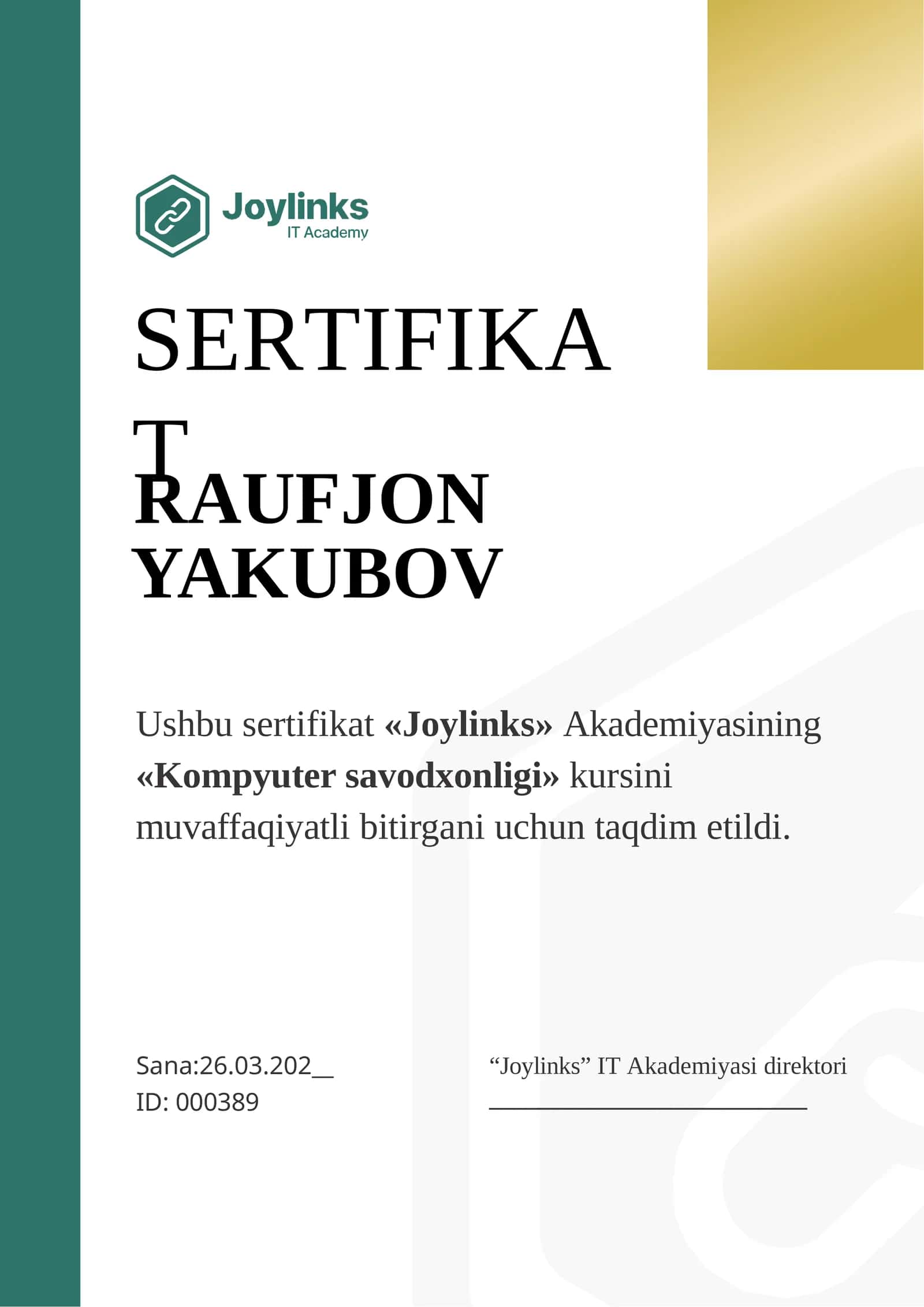 SERTIFIKAT ppt formatda