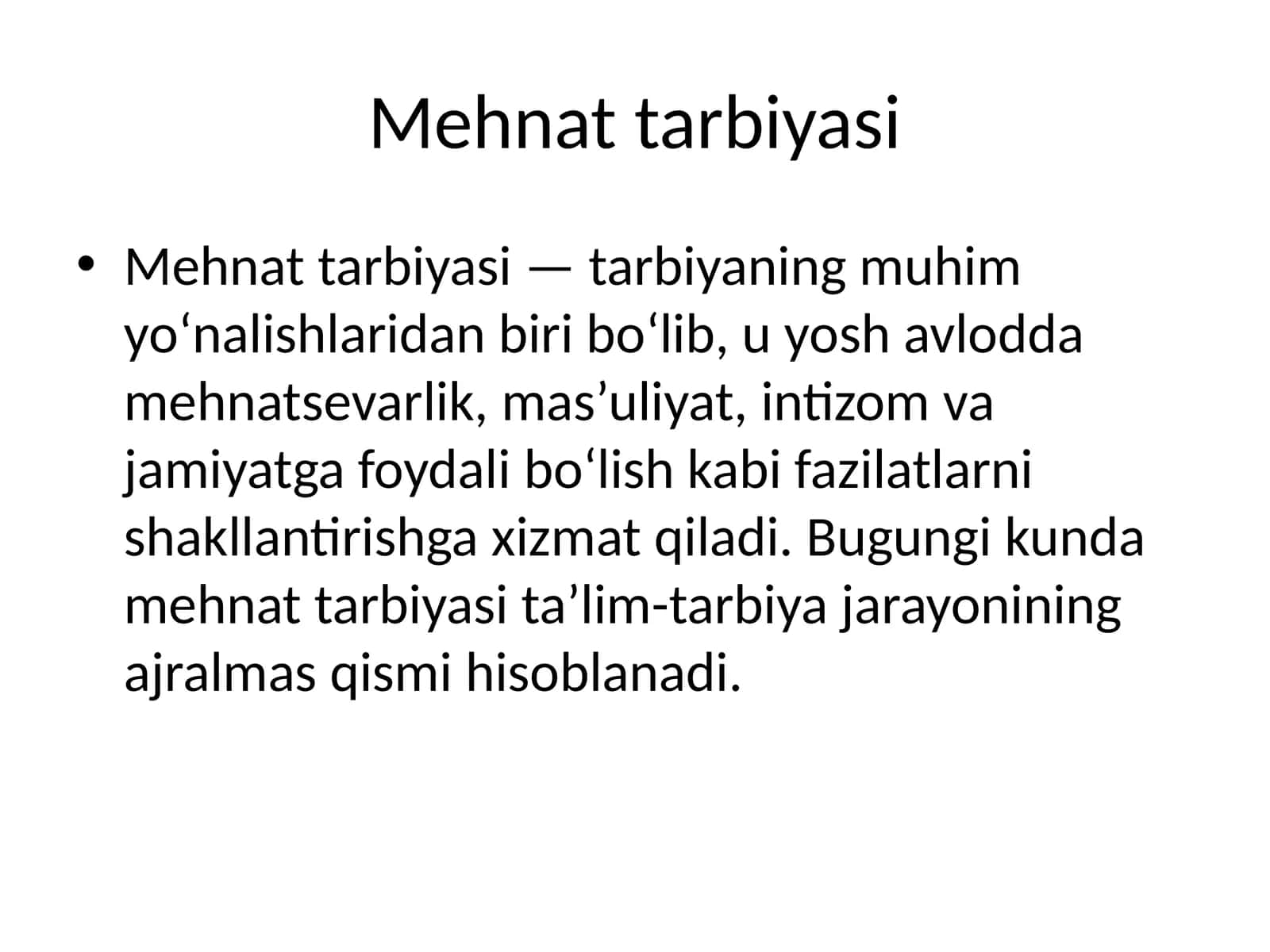 Mehnat tarbiyasi