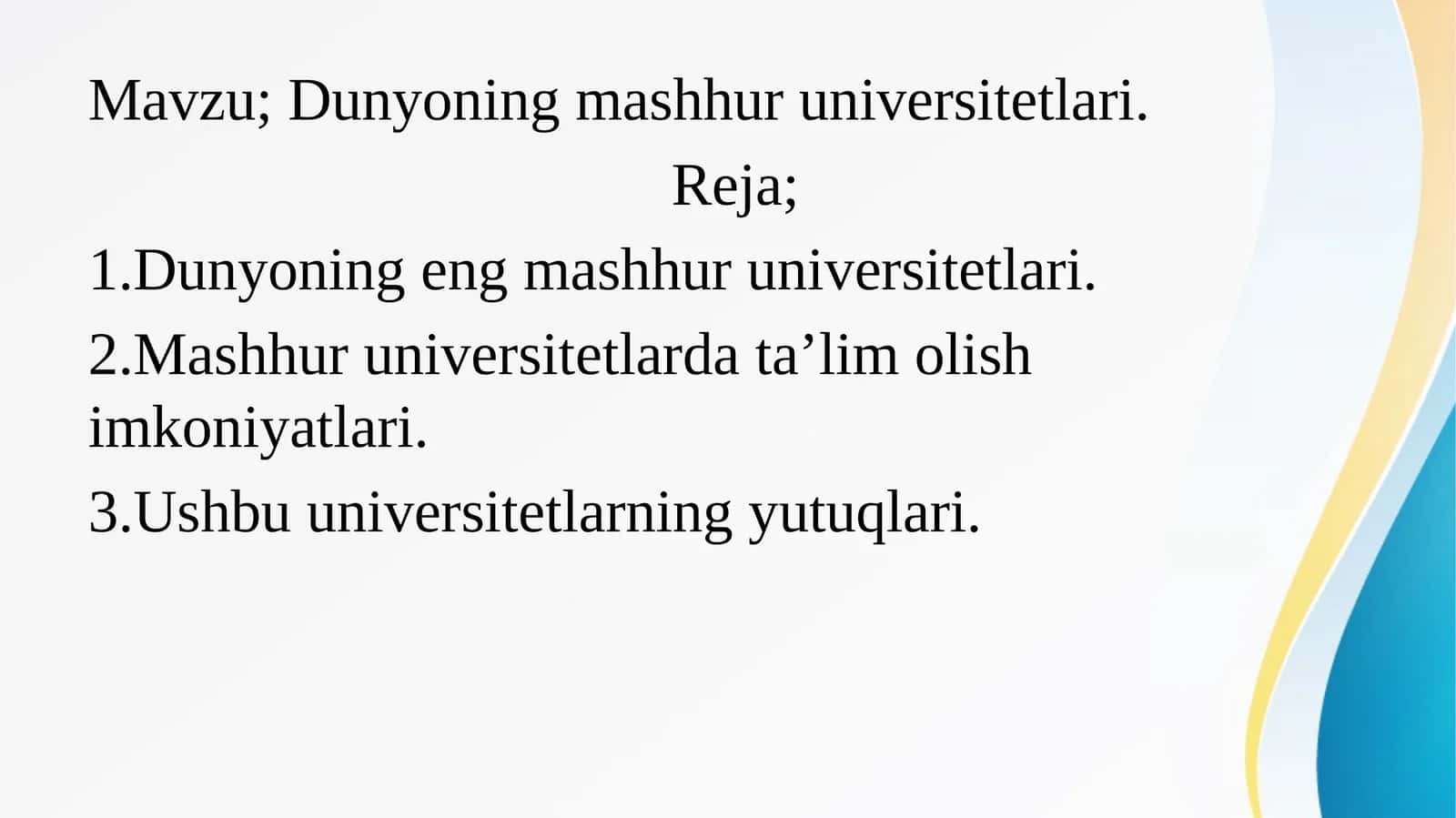 Dunyoning mashhur universitetlari