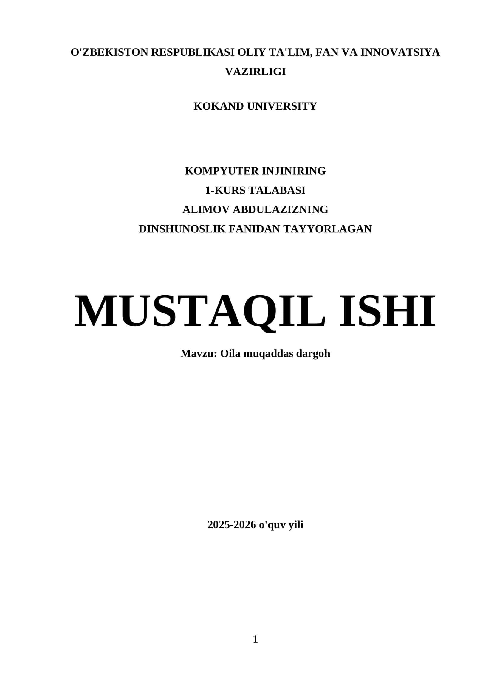 Oila muqaddas dargoh