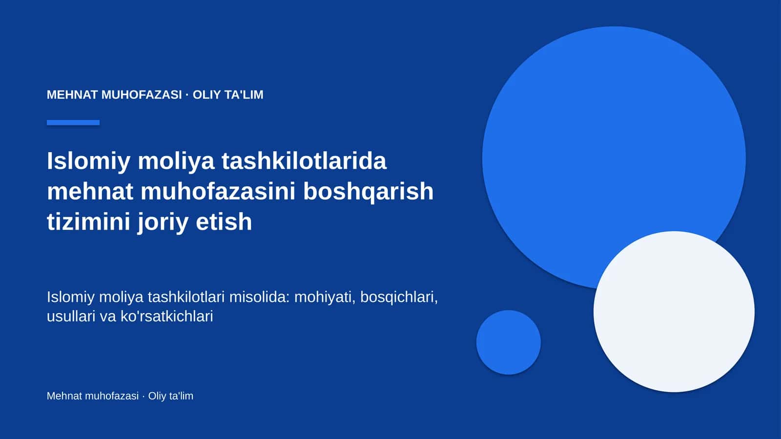Islomiy moliya tashkilotlarida mehnat muhofazasini boshqarish tizimini joriy etish