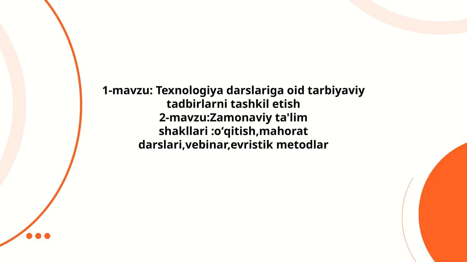 Texnologiya darslariga oid tarbiyaviy tadbirlarni tashkil etish