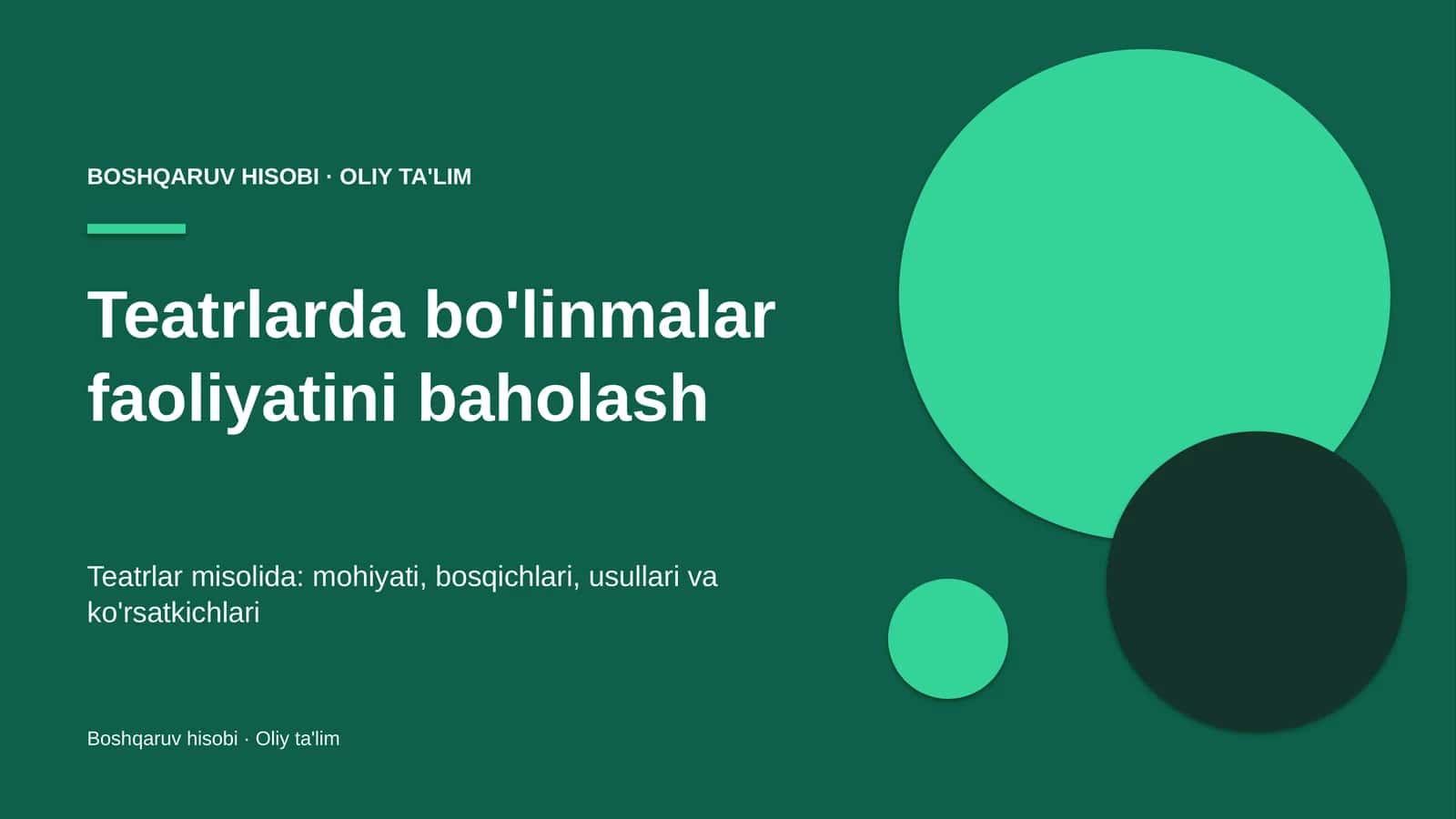 Teatrlarda bo'linmalar faoliyatini baholash