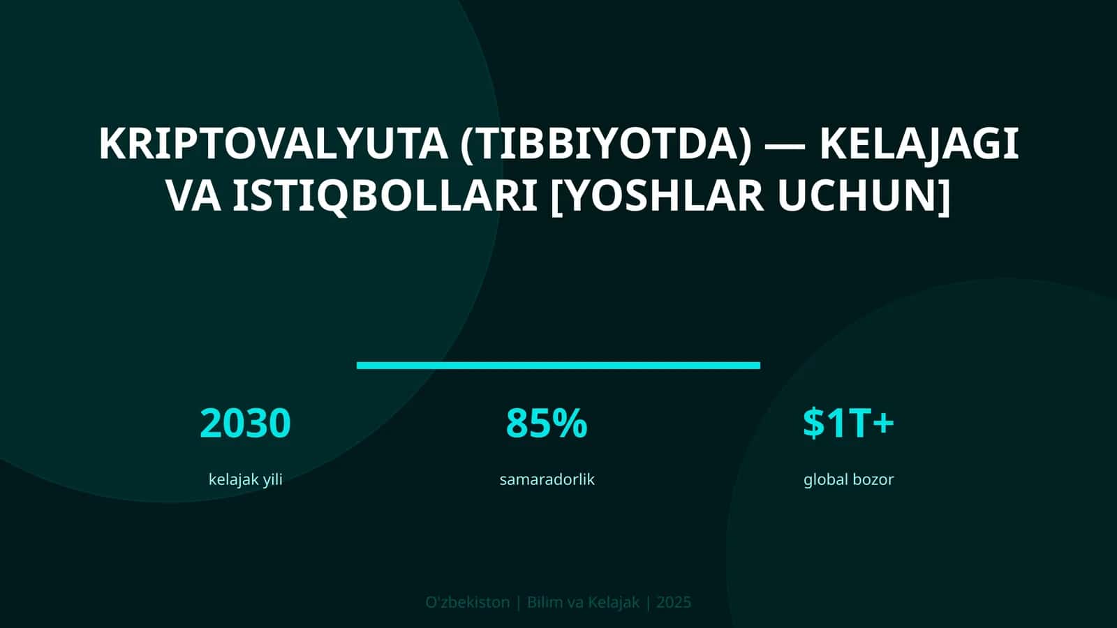 Kriptovalyuta (tibbiyotda) — kelajagi va istiqbollari (yoshlar uchun)