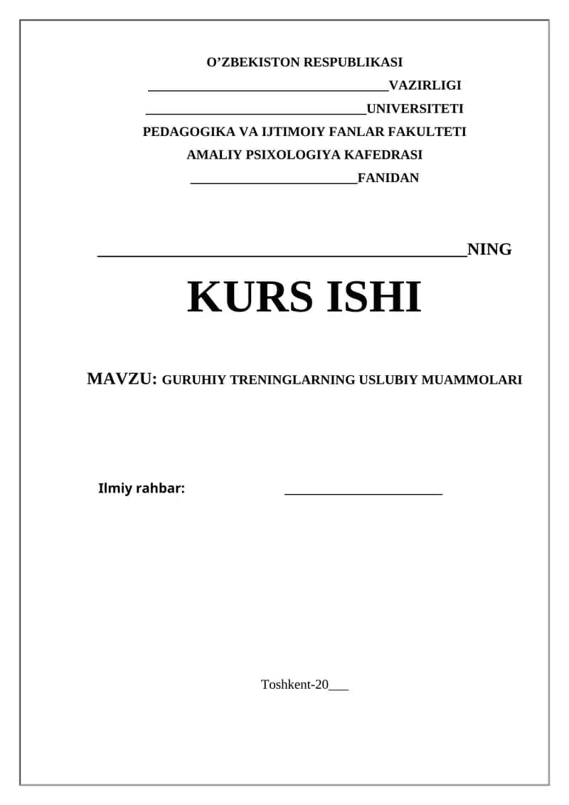 GURUHIY TRENINGLARNING USLUBIY MUAMMOLARI