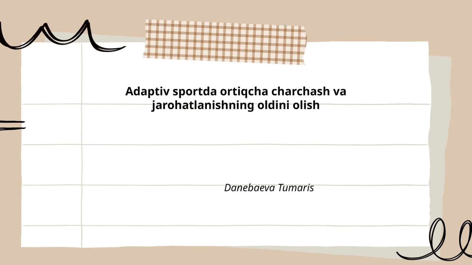 Adaptiv sportda ortiqcha charchash va jarohatlanishning oldini olish