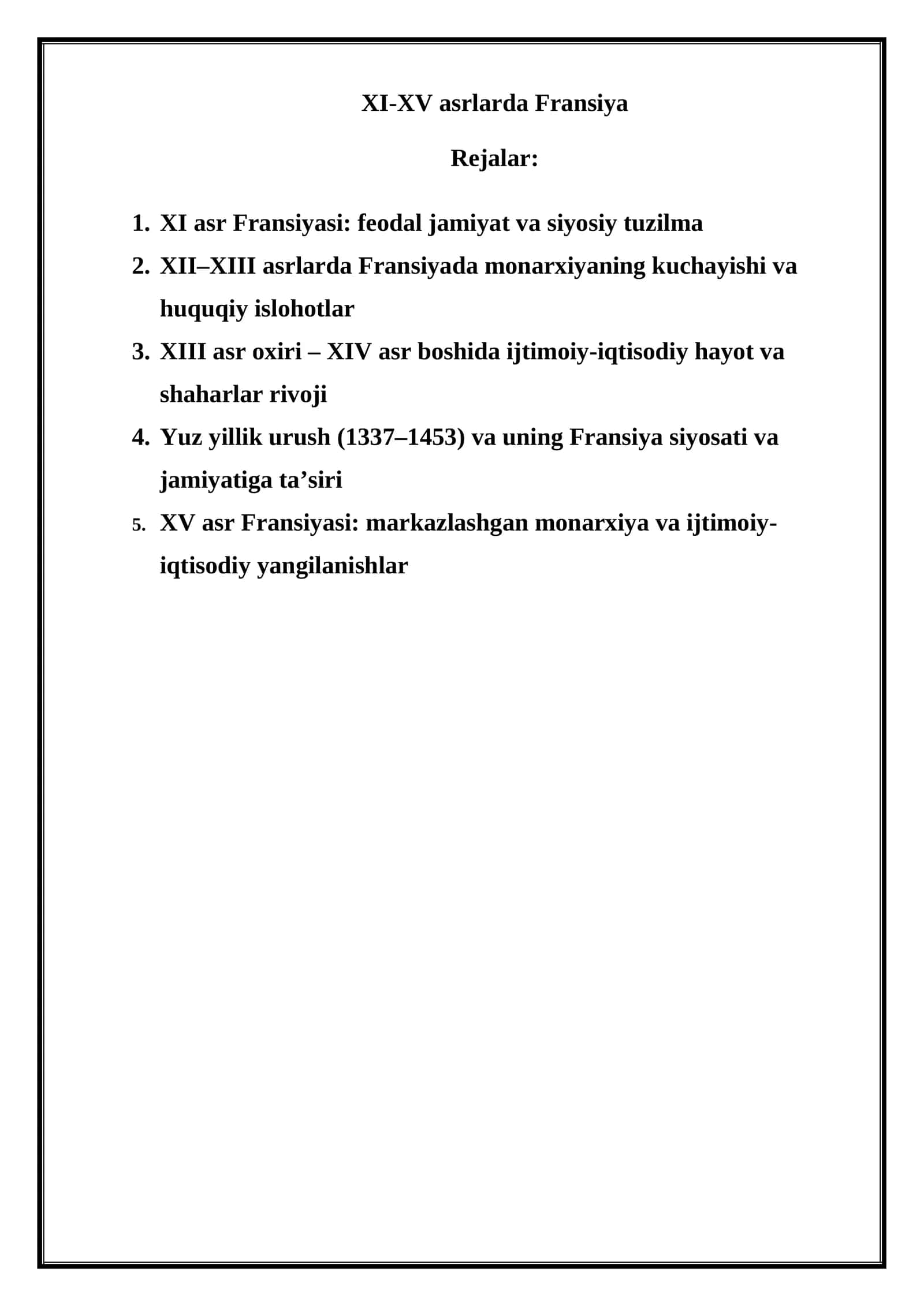 XI-XV asrlarda Fransiya
