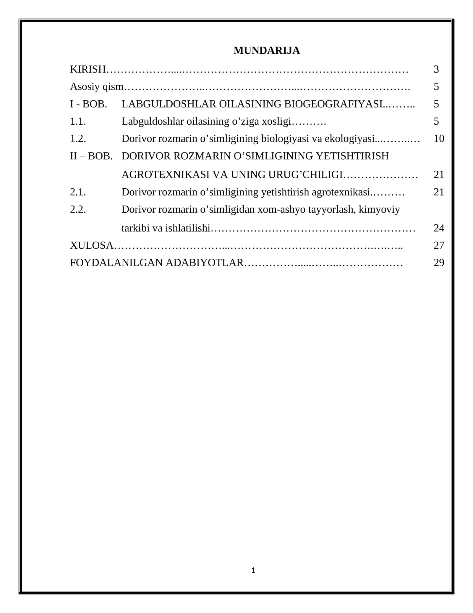 Dorivor rozmarin (Розмарин аптечный) – Rosmarinus officinalis L. o’simligini yetishtirish texnologiyasi