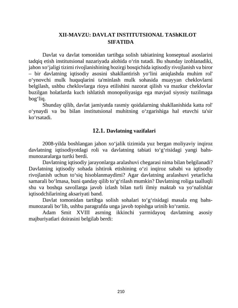 DAVLAT INSTITUTSIONAL TAShKILOT SIFATIDA