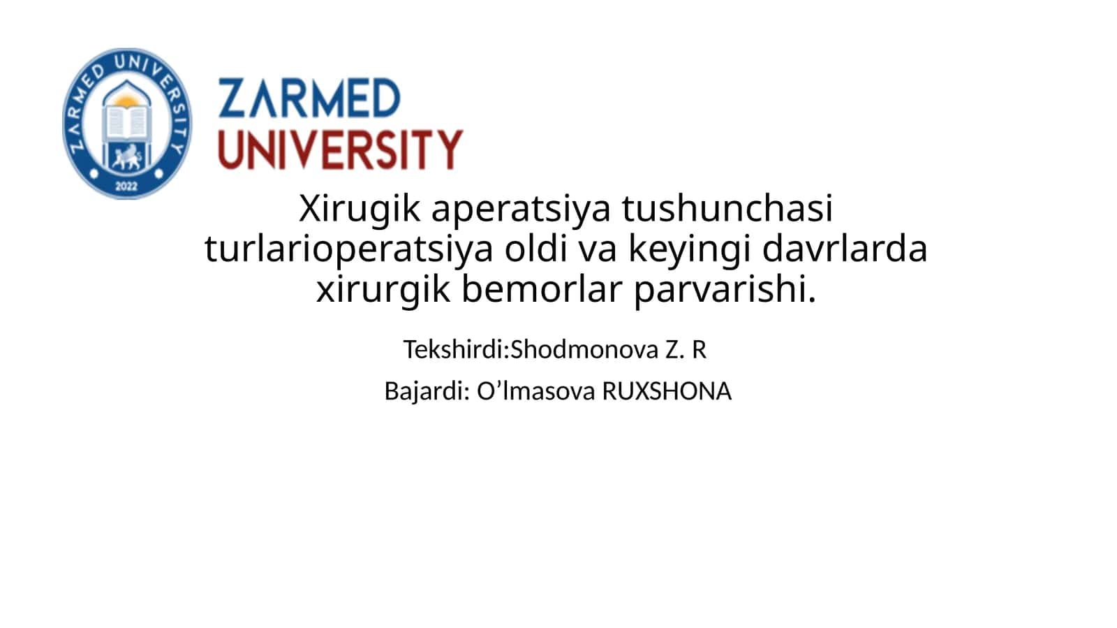 Xirugik aperatsiya tushunchasi turlari