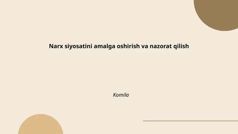 Narx siyosatini amalga oshirish va nazorat qilish