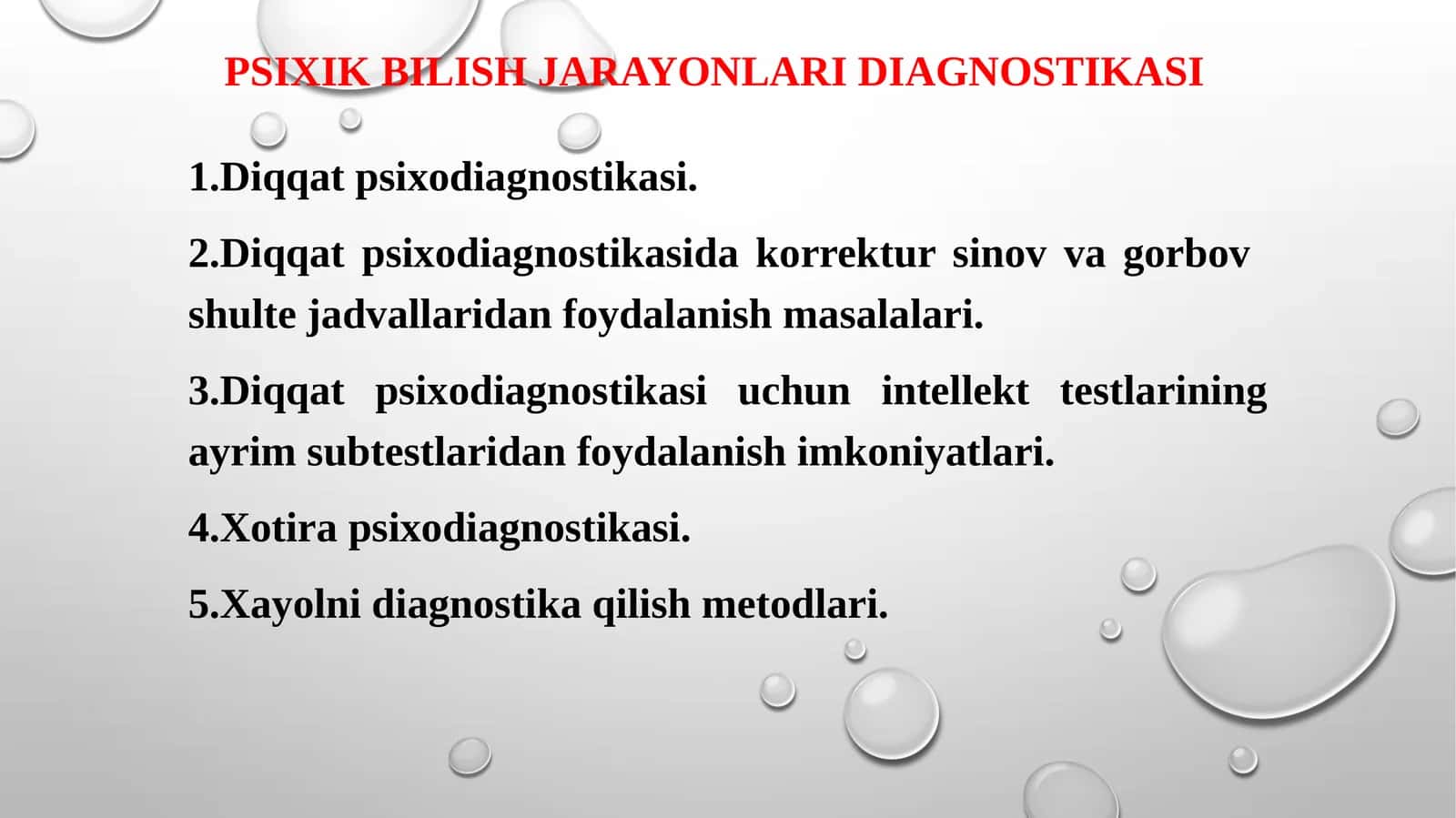 Psixik bilish jarayonlari diagnostikasi