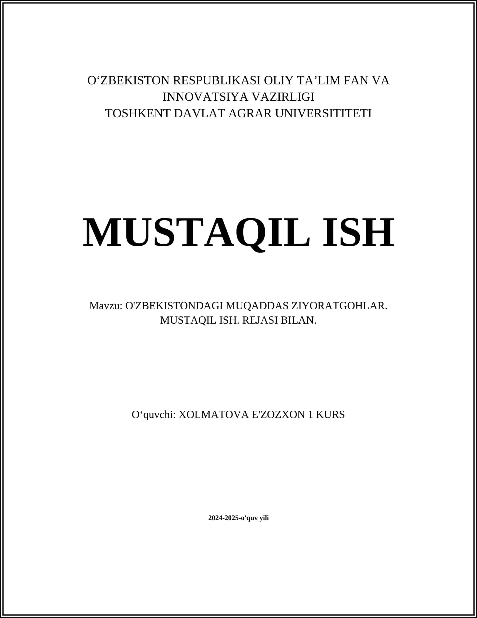 O'ZBEKISTONDAGI MUQADDAS ZIYORATGOHLAR