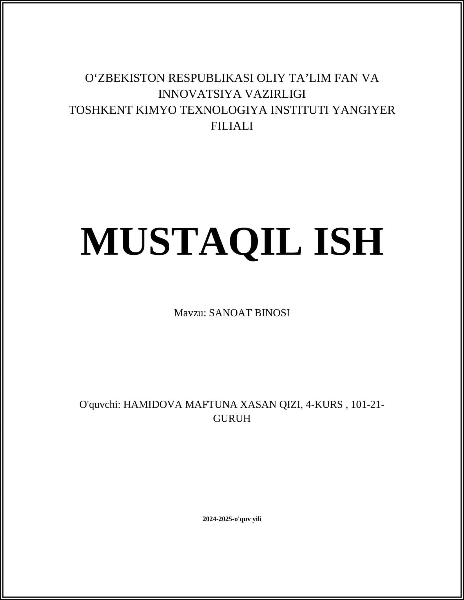 Sanoat binosi loyihalash