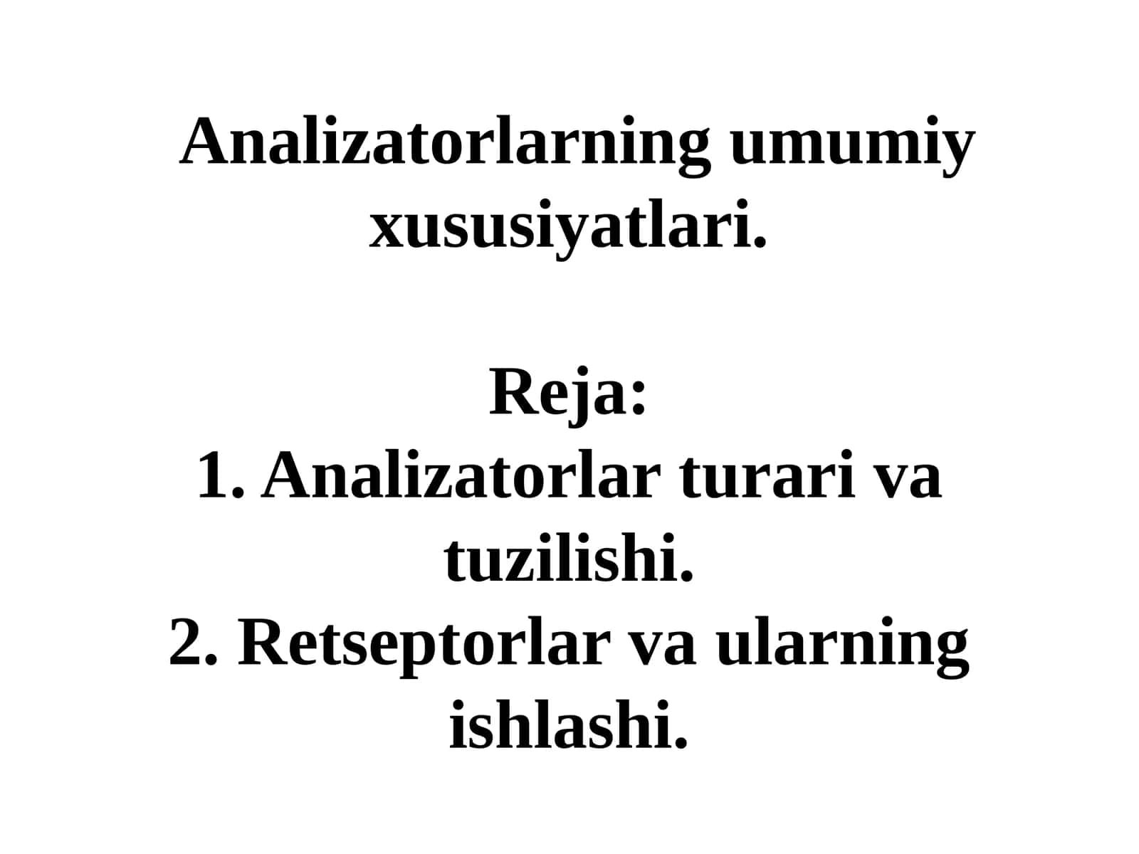 Analizatorlarning umumiy xususiyatlari
