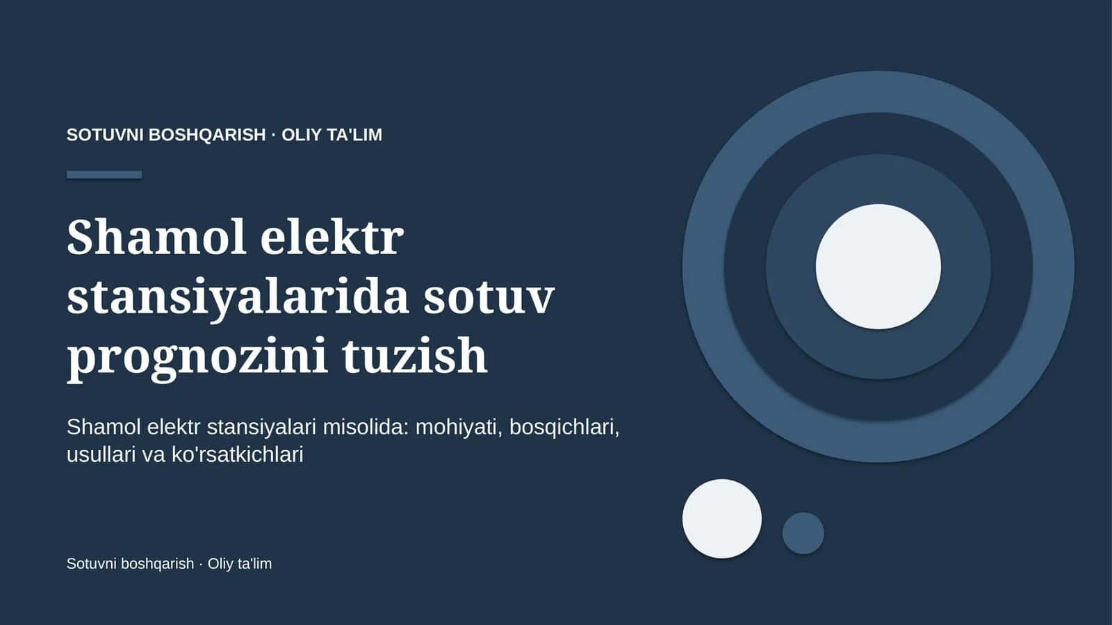 Shamol elektr stansiyalarida sotuv prognozini tuzish